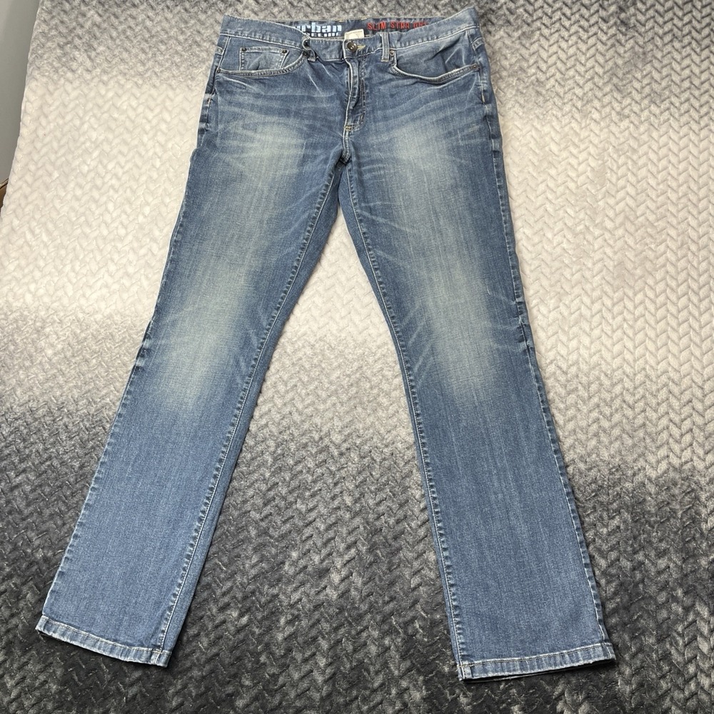 Urban Pipeline Jeans Mens 36x34" Blue Slim Max Flex Stretch Straight Y2K